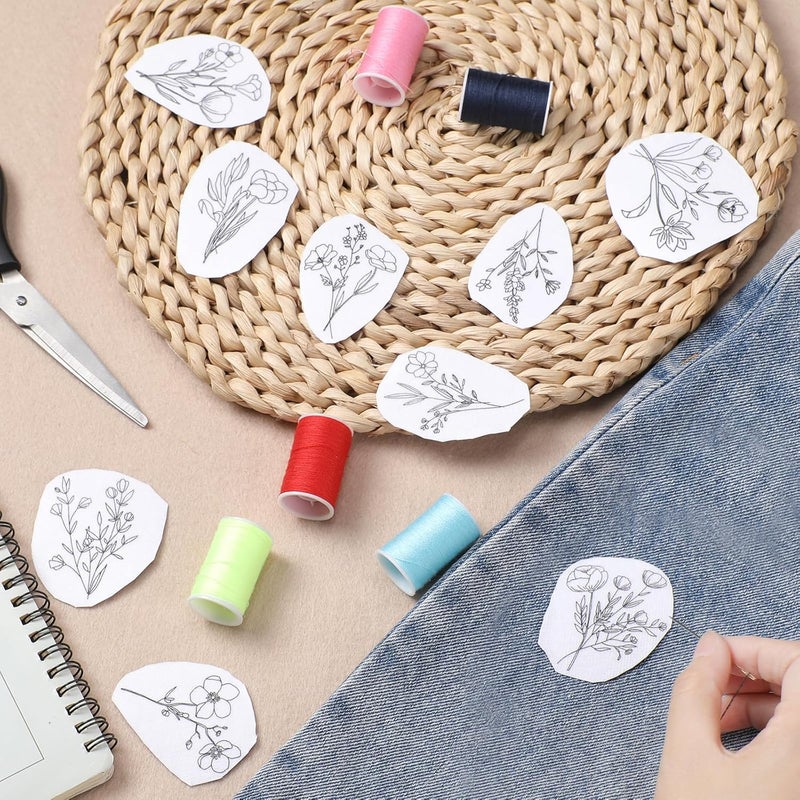 VISSTREE Water Soluble Embroidery Stabilizers for Hat - 3 Sheets 42 Pcs Stick and Stitch Self Adhesive Wash Away with Pre-Printed Flower Pattern for Cap Cloth Embroidery Hand Sewing Lover Beginners DIY Gifts - Image 5